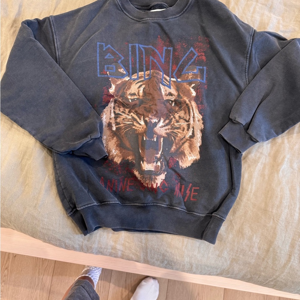 Anine Bing Black Tiger Graphic Sweater